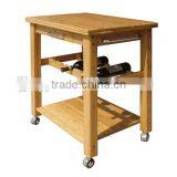 Bamboo Dining Cart With Four Movable Feet thumbnail-3