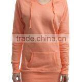 Women Long Hoodie Sweatshirt With V Neck thumbnail-1