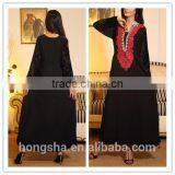 Fashion Designer Winter Front Neck Embroidery Designs For Long Kurtis With Velvet Sleeves Pakistani Style HSD7739 thumbnail-1