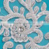 New Embroidery Wedding Applique Flowers Beaded Hand Work Design thumbnail-3