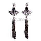 Bohemian Jewelry Rhinestone Gems With Long Chain Tassel Charms Earrings for Women thumbnail-5