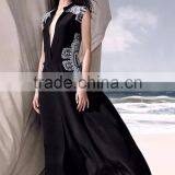 Best Long Black Colors Women Dress Embroidered Plain Evening Dress thumbnail-6