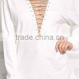 MGOO New Arrival Customized Spring Terry Sweater Tops Plain White Boyfriend Oversized Loose 100 Cotton Brushed Long Sleeves thumbnail-3