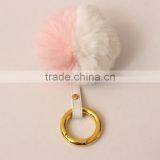Myfur Hot Sell 8 cm Faux Rex Rabbit Fur Pom Pom Keychain or Bag Charms thumbnail-4
