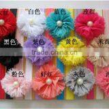 Fashion Baby Girl's Headband Kids Toddlers Newborn Girl Stretchy Band With Chiffon Flowers Baby Girl Elastic Pearl Hair Headband thumbnail-1