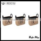 Wholesale Monogramed Burlap Storage Bin With Handles thumbnail-2