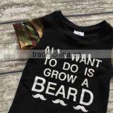 2016 New Arrival Baby Boys Summer Outfits Boys All I Want to do is Grow a BEARD Outfits Boys Camo Clothing Top With Shorts thumbnail-2