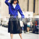 2016 Stylish Designer Blue Fashionoable Lady Leather Coat Woman A Type Short Jackets thumbnail-4