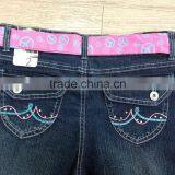 2016 Latest Fashion Fancy Printed Dark Wash Girls Denim Pant Slim Fit With Belt #9R5792 thumbnail-4