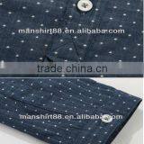 Latest Blue 100% Cotton Cowboy/jeanet Long Sleeve Casual Shirts for Men With Dots and Spread Collar thumbnail-5