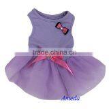 Lavender Pink Princess Tutu Bow Crystal Belt Small Dog Clothes Party Dress XS-L thumbnail-1