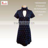 Hot Sale Jacquard Fashion Sweater 51%Acrylic 48.5%Polyester 0.5%Spandex Lady Fashion Dress Sweater thumbnail-1