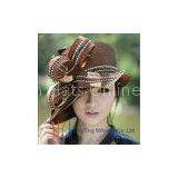 Brown Polyester Church Women Hats Satin Ribbon Hats for Church Party and Any Special Occasion thumbnail-1