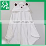 Baby bamboo fiber bath towel with hood plain white bear