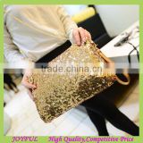 Fashion luxury sequins hand bag party lady bag with metal chain strap