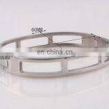 Fashion Women 9mm Width Cuff Bangles Roman Numerals Women Bracelets Hollow Out Stainless Steel Hand Wear Jewelry thumbnail-3