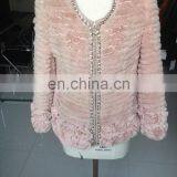 2015 girl's pretty ribbit fur coat pink