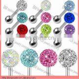 Crystal Ball Tongue Barbell Jewelry Rings Body Piercing Stone Gem Piercing Jewelry thumbnail-1