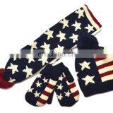 A028 Baby Kid Boy Girl Winter Knitted US Star,UK Hat+Scarf+Gloves 3Pieces Set thumbnail-4