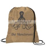 durable and fashion custom printed burlap bag/drawstring or cinch backpacks
