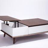 Storage Carved Wooden Italian White Design Living Room Coffee Table Drawing Room Furniture thumbnail-2