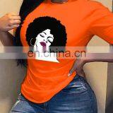 Head Print T-shirt Women European and American New Round Neck Short Sleeve Loose All-match Blouse T thumbnail-6