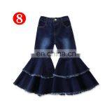 Tie-dye Girl Bell Bottom Pants Kids Children Ripped Hole Denim Pant Baby Girl Fashion Trousers Long Pant Double Single Decker thumbnail-2