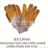 crinkle finish latex gloves with knit wrist