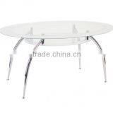 Modern American Furnitue Tempered Glass and Chrome Leg Glass Dining Table thumbnail-2