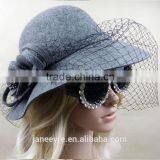 Ladies Design Party/Church Veiling Wool Felt Hat thumbnail-4