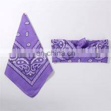 Fashion Hip Hop 100% Cotton Custom Square Bandana Paisley Headband Printed Logo Winter Headbands