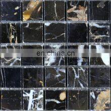 Polished Black Gold Marble Mosaic Floor Tiles 24x24 thumbnail-3
