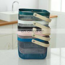 New Manufacture Hot Selling Popular Metal Wire Iron Black Picnic Fruit Basket With Wood Handle Kitchen Home Storage Basket thumbnail-5