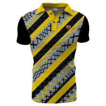 Customized Sublimation Polo Shirt With Short Sleeves With Yellow Collar thumbnail-1