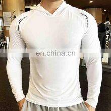 Wholesale Mens 100% Polyester Fabric Sport Designed Embossed Tshirts With Hoodie High Quality Tshirt Custom thumbnail-5