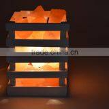 Himalayan Natural Rock Salt Lamp With Wood Art