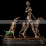 Bronze Angel Walking Dog Statue