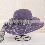 QXSH0055D Red Strip Straw Beach Hat for Women Fedora thumbnail-5