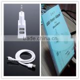 OEM black white gold logo printing paper box retail package with cable EU US plug dual usb 5v 1.5a cell phone charger