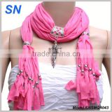 Spring fashion Skull Penant scarf with antique cross necklace