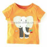 children boy plain orange T-shirt with applique cotton cartoon Baby boy shirt