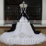 Real Works Strapless Black and White Wedding Dresses 2015 Ball Gown thumbnail-3