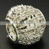 Brass Rhinestone European Beads, Silver Color, 23x20mm, Hole: 11mm(CPDL-Q006-S) thumbnail-1
