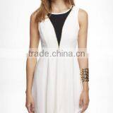 White Chiffon Dress V Neck Dress Lining Circular Dress thumbnail-1