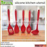 Non-stick Red 5 Pcs Silicone Cooking Utensils for Kitchen