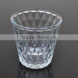 Round Shape Votive Candle Holder Clear Candle Glass With Embossed Pattern thumbnail-4