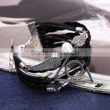 New Fashion Owl Deathly Hallows Angel Wing Leather Bracelet DIY thumbnail-4