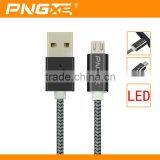 PNGXE 2015 Newest Coming Zinc Alloy Braided Super Fast Charging Led Micro Usb Cable Support For IOS9 System thumbnail-2