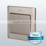 Brushed Champagne 1 Gang 1 Way Electric Wall Switch thumbnail-2