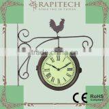 Dual Face Rooster Decorative Outdoor Metal Garden Clock
